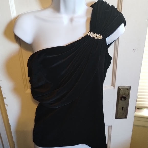 Xscape by Joanna Chen Black Velvet Embellished Top‎ Whimsigoth Y2k Grunge - Picture 1 of 5